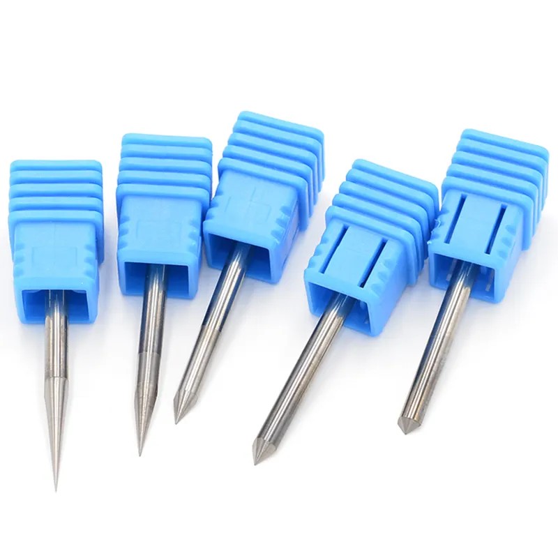 5Pcs 3mm Tungsten Carbide Double Flute Straight Engraving Bits – 30° 0.3mm Tip